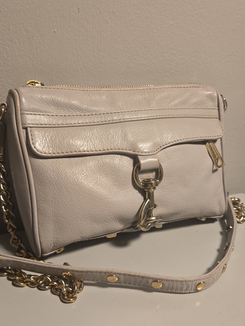 Rebecca Minkoff Gray Mini MAC Leather Crossbody with Gold Hardware - Picture 3 of 9